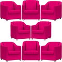 Ver imagem 1 de Kit 8 Poltronas Mila Corino Cores Pé de Plástico Cromado - Pink Corino