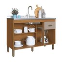 Ver imagem 3 de Balcão Modulado para Cozinha sem Tampo Fidelitá Mariana 120cm 3 Portas 1 Gaveta Freijó/camurça