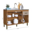 Ver imagem 4 de Balcão Modulado para Cozinha sem Tampo Fidelitá Mariana 120cm 3 Portas 1 Gaveta Freijó/camurça