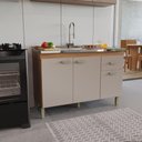 Ver imagem 1 de Balcão Modulado para Cozinha sem Tampo Fidelitá Mariana 120cm 3 Portas 1 Gaveta Freijó/camurça