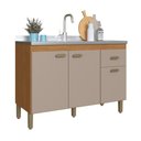 Ver imagem 2 de Balcão Modulado para Cozinha sem Tampo Fidelitá Mariana 120cm 3 Portas 1 Gaveta Freijó/camurça