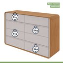 Ver imagem 5 de Conjunto de Guarda-Roupa Casal 6 Portas com Pés e Cômoda 8 Gavetas Loop Marrom Amêndoa Clean/Off White