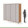 Conjunto de Guarda-roupa Casal Loop 6 Portas com Pés e Cômoda 8 Gavetas 152x48x96cm Loop  - 14