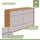 Ver imagem 3 de Conjunto de Guarda-Roupa Casal 6 Portas com Pés e Cômoda 8 Gavetas Loop Marrom Amêndoa Clean/Off White