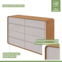 Ver imagem 4 de Conjunto de Guarda-Roupa Casal 6 Portas com Pés e Cômoda 8 Gavetas Loop Marrom Amêndoa Clean/Off White