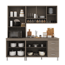 Ver imagem 3 de Armário de Cozinha Modulada Compacta Fidelitá Paris 3 Peças 190cm 9 Portas 3 Gavetas com Tampo