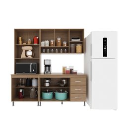 Cozinha Modulada Compacta Fidelitá Paris 3 Peças 190cm 9 Portas 3 Gavetas com Tampo - 2