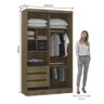 Guarda Roupa Modulado 134,50cm 2 Portas de Correr com Espelho Paris Luciane Móveis - 3