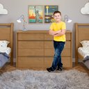 Ver imagem 7 de Conjunto de Guarda-Roupa Casal 6 Portas com Pés e Cômoda 8 Gavetas Loop e Urban Amêndoa Clean/Off White