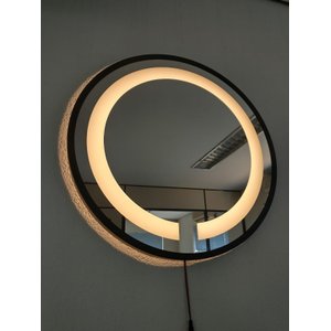 Espelho Led Quente Adnet 60cm Moldura Preto Sem Alça