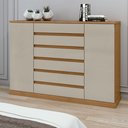 Ver imagem 2 de Conjunto de Guarda-Roupa Casal 6 Portas e Cômoda Vedra Loop Marrom Amêndoa Clean/Off White
