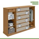 Ver imagem 7 de Conjunto de Guarda-Roupa Casal 6 Portas e Cômoda Vedra Loop Marrom Amêndoa Clean/Off White