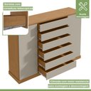 Ver imagem 5 de Conjunto de Guarda-Roupa Casal 6 Portas e Cômoda Vedra Loop Marrom Amêndoa Clean/Off White