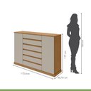 Ver imagem 6 de Conjunto de Guarda-Roupa Casal 6 Portas e Cômoda Vedra Loop Marrom Amêndoa Clean/Off White