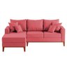 Sofá 3 Lugares Beny com Chaise Esquerdo Suede Rosa - 1