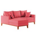 Ver imagem 2 de Sofá 3 Lugares Beny com Chaise Esquerdo Suede Rosa