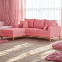 Ver imagem 4 de Sofá 3 Lugares Beny com Chaise Esquerdo Suede Rosa