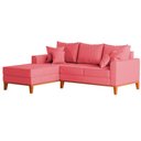 Ver imagem 3 de Sofá 3 Lugares Beny com Chaise Esquerdo Suede Rosa