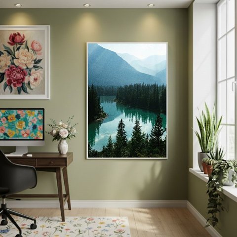 Quadro Decorativo Natureza Verde 70x50cm Mold Preta