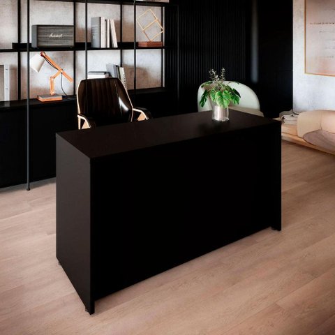 Balcão de Atendimento Recepção 120 cm Reto Baixo F5 Office Cor:Preto