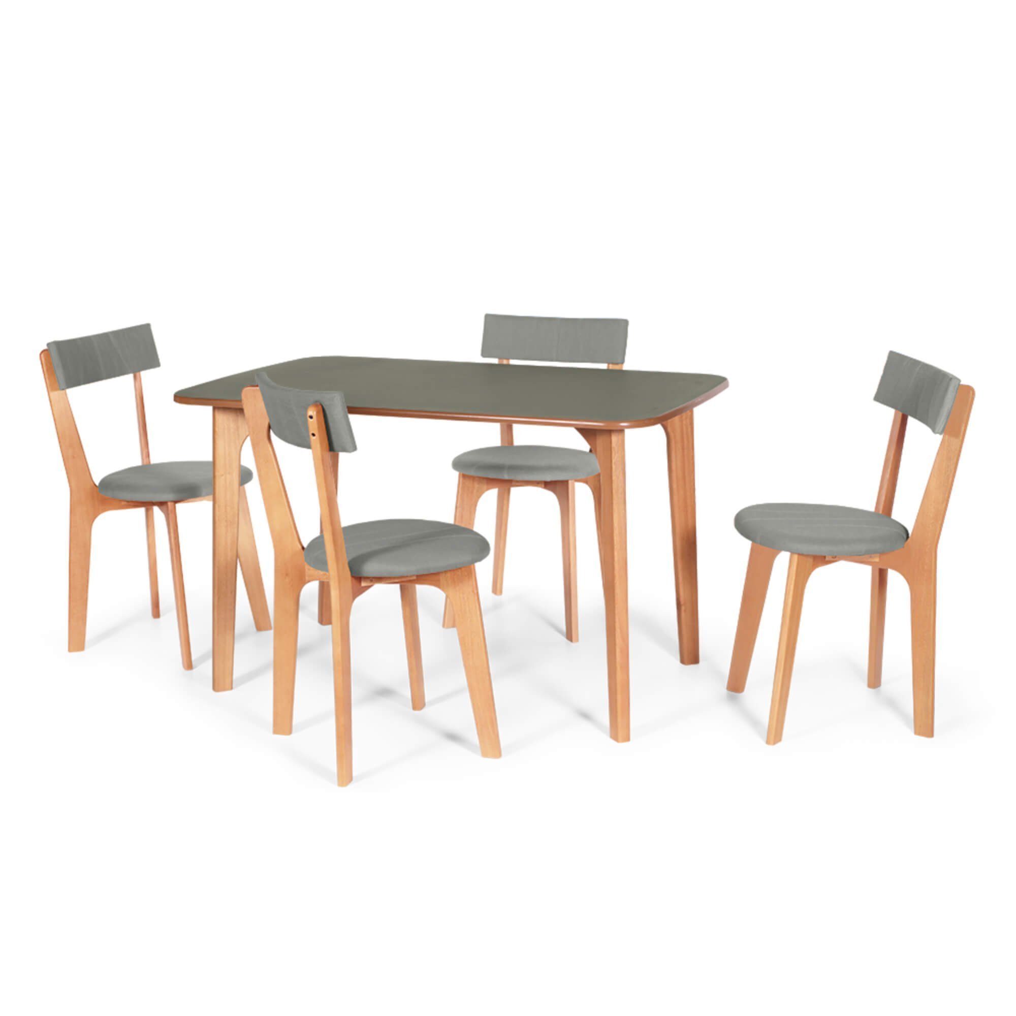 Conjunto Mesa de Jantar com 4 Cadeiras em Madeira Divino Estofadas - Verde - 1