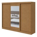 Ver imagem 4 de Kit 2 Peças com Guarda-Roupa 3 Portas com Espelho e Cômoda 6 Gavetas Nice Marrom Amêndoa Clean/Off White