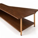 Ver imagem 5 de Mesa de Centro Caribe 170cm em Madeira Laminada Castanho com Metal Champanhe