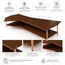 Ver imagem 6 de Mesa de Centro Caribe 170cm em Madeira Laminada Castanho com Metal Champanhe