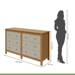 Conjunto de Guarda-roupa 3 Portas 4 Gavetas Nice com Pés e Cômoda 6 Gavetas Mdp/mdf Maggiore New  - 17