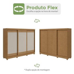 Conjunto de Guarda-roupa 3 Portas 4 Gavetas Nice com Pés e Cômoda 6 Gavetas Mdp/mdf Maggiore New  - 7