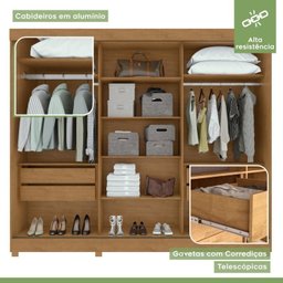 Conjunto de Guarda-roupa 3 Portas 4 Gavetas Nice com Pés e Cômoda 6 Gavetas Mdp/mdf Maggiore New  - 8