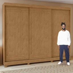 Conjunto de Guarda-roupa 3 Portas 4 Gavetas Nice com Pés e Cômoda 6 Gavetas Mdp/mdf Maggiore New  - 6