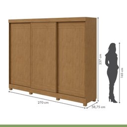 Conjunto de Guarda-roupa 3 Portas 4 Gavetas Nice com Pés e Cômoda 6 Gavetas Mdp/mdf Maggiore New  - 5