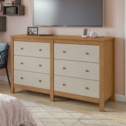 Conjunto de Guarda-roupa 3 Portas 4 Gavetas Nice com Pés e Cômoda 6 Gavetas Mdp/mdf Maggiore New  - 15