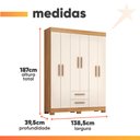 Ver imagem 4 de Guarda Roupas Casal 6 Portas 2 Gavetas Libano Madeirado / Off White Notável