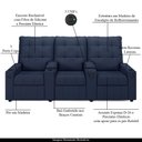 Ver imagem 7 de Poltrona Reclinável para Cinema Parma 3 Lugares Baú Usb Pu Azul Fh1 - D'Rossi