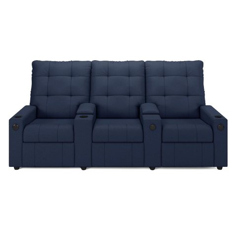 Poltrona Reclinável para Cinema Parma 3 Lugares Baú Usb Pu Azul Fh1 - D'Rossi