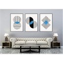 Ver imagem 2 de kit com 3 Quadros Decorativos Abstratos com Moldura e Vidro para Sala Quarto Escritório e Clínica 52
