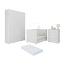 Ver imagem 1 de Quarto de Bebê Completo Berço Americano 3 em 1 Colchão Realeza Multimóveis Mp4603 Branco