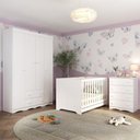Ver imagem 2 de Quarto de Bebê Completo Berço Americano 3 em 1 Colchão Realeza Multimóveis Mp4603 Branco