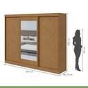 Ver imagem 5 de Kit 2 Peças com Guarda-Roupa 3 Portas com Espelho e Cômoda 6 Gavetas Nice Marrom Amêndoa Clean/Off White