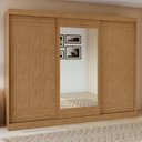 Ver imagem 2 de Kit 2 Peças com Guarda-Roupa 3 Portas com Espelho e Cômoda 6 Gavetas Nice Marrom Amêndoa Clean/Off White