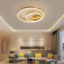 Paflon Orbita Lustre Subrepor Dourado Luxo 50Cm Moderno Led 2 Aneis Decoraçao Sala De Estar Quarto L - 5