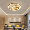 Paflon Orbita Lustre Subrepor Dourado Luxo 50Cm Moderno Led 2 Aneis Decoraçao Sala De Estar Quarto L - 5