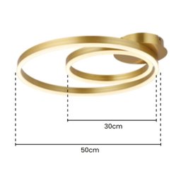 Paflon Orbita Lustre Subrepor Dourado Luxo 50Cm Moderno Led 2 Aneis Decoraçao Sala De Estar Quarto L - 12