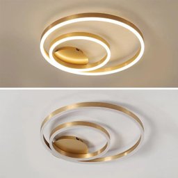 Paflon Orbita Lustre Subrepor Dourado Luxo 50Cm Moderno Led 2 Aneis Decoraçao Sala De Estar Quarto L - 10