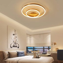 Paflon Orbita Lustre Subrepor Dourado Luxo 50Cm Moderno Led 2 Aneis Decoraçao Sala De Estar Quarto L - 6