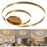 Paflon Orbita Lustre Subrepor Dourado Luxo 50Cm Moderno Led 2 Aneis Decoraçao Sala De Estar Quarto L - 1