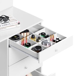 Penteadeira com Espelho 3 Gavetas Princesa Branco Organizadora para Quarto de Meninas - 3