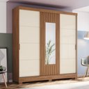 Ver imagem 1 de Guarda Roupa Roupeiro Casal Royal B376 Briz 3 Portas de Correr 2 Gavetas Espelho Nature Off White